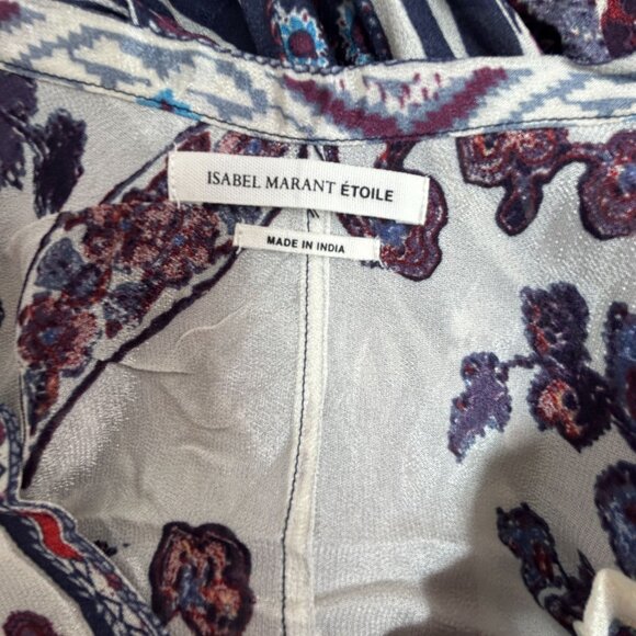 Isabel Marant Étoile Womens Long Sleeve Floral Blouse Top Size 2 Multicolor Boho - Picture 3 of 8